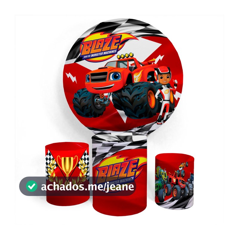 Kit Painel De Festa Capa Com Elástico E Capa Cilíndrica Personalizada Festa De Aniversário Blaze