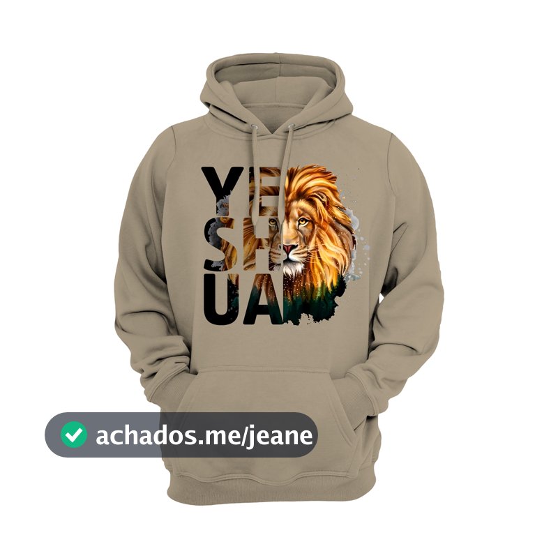 Moletom Canguru Cristão em Alta Qualidade Estampado YESHUA LEAO DE JUDA Blusa de Frio Religioso