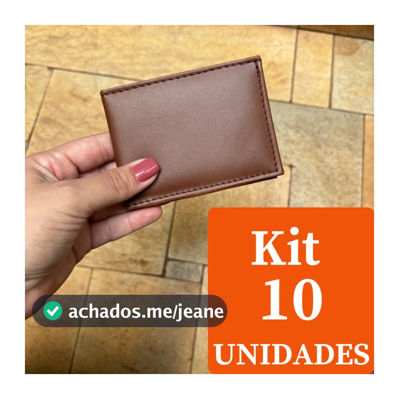 Carteira Masculina Mini Slim Kit 10 Unidades Porta Cartão Pequeno e Compacto Em Couro Sintetico