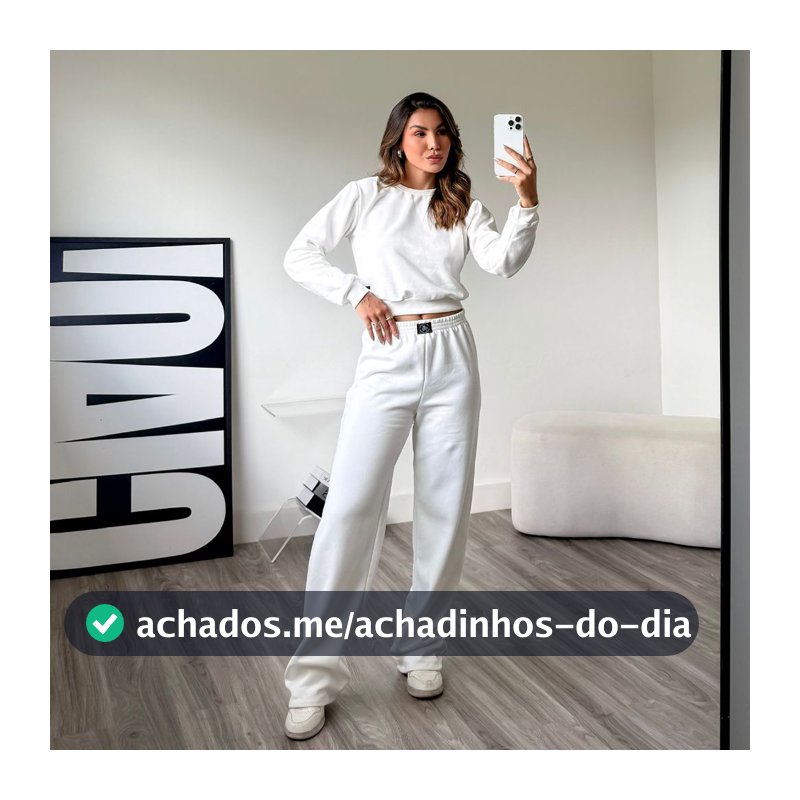 Conjunto Moletom Feminino Blusa manga longa Flanelado liso  cropped+ calça pantalona conjunto feminino de frio