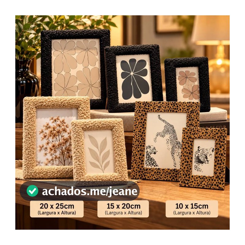 Porta Retrato Pelinho Tecido Animal Print Decoração Oncinha Sala Quarto Lembranças