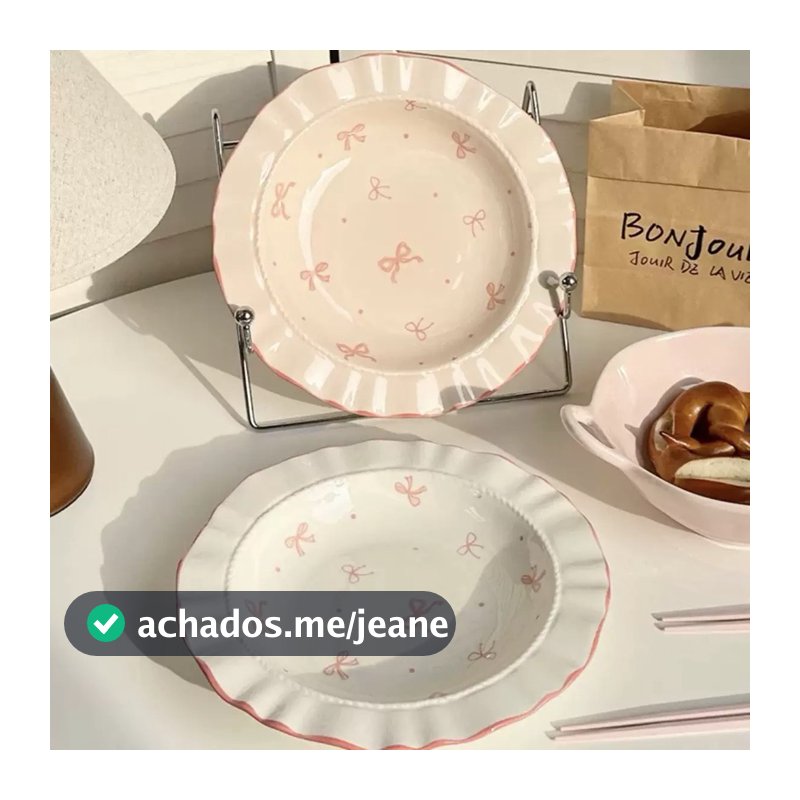 Prato Laços - Prato Cerâmica Porcelana Laços Aesthetic