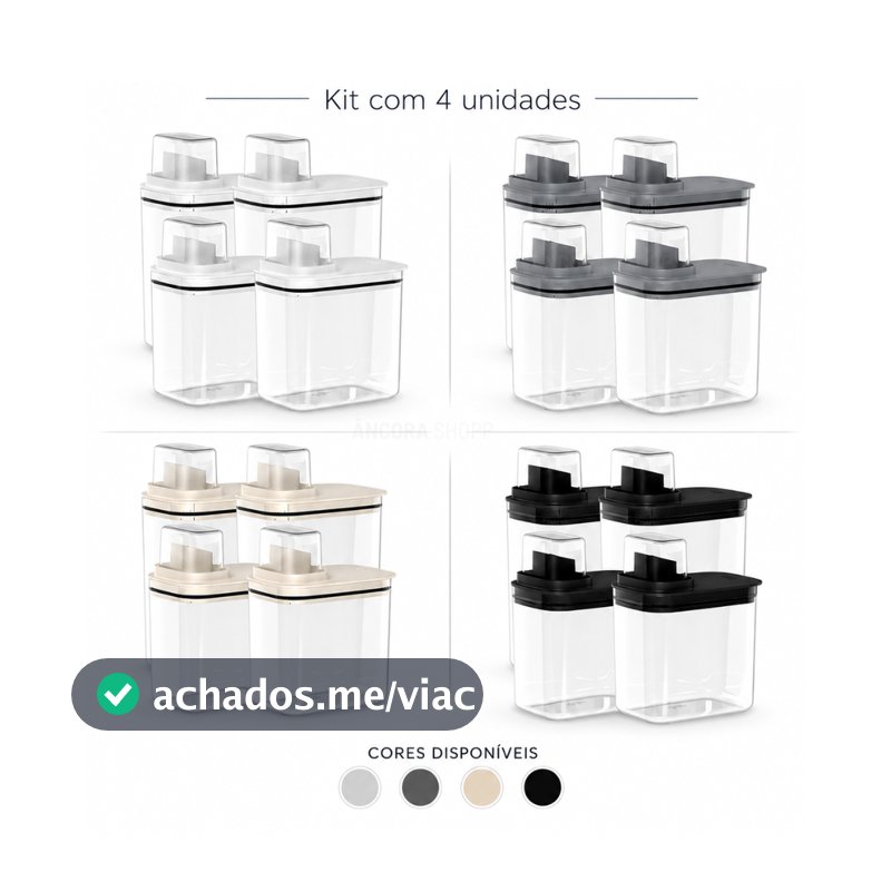 Kit 4 Peças Dispenser Flow 1,5 E 2,3 Litros Sabão Líquido Amaciante Produtos Limpeza Lavanderia