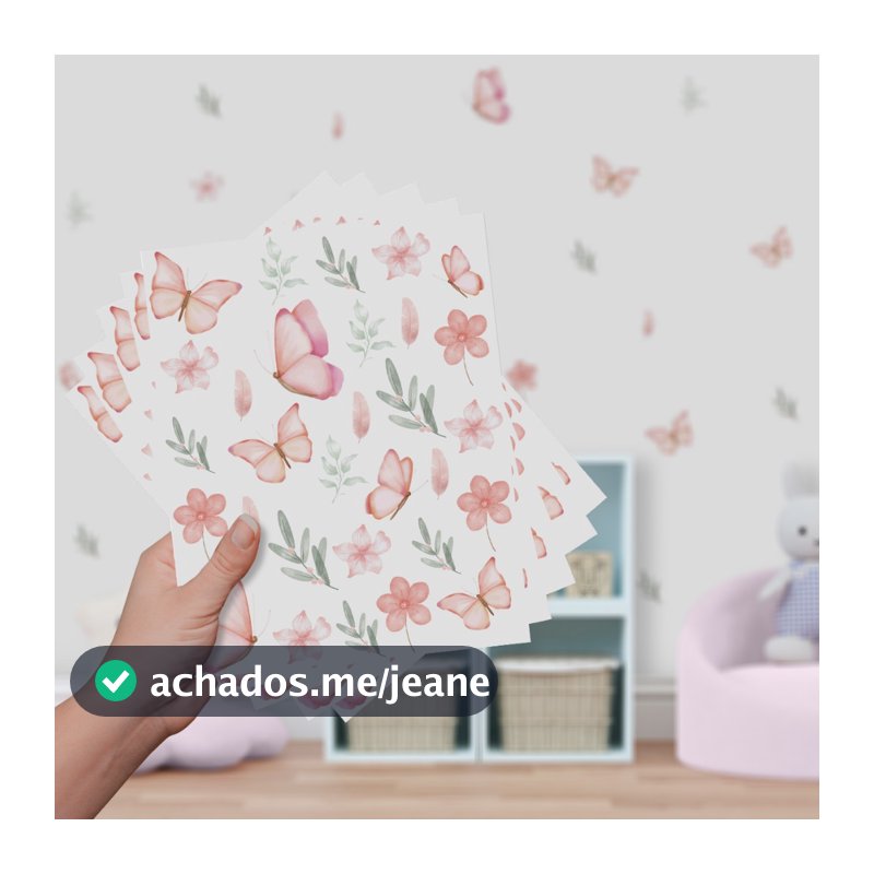 Adesivo De Parede Decorativo Borboletas Floral Raminhos Flores Delicadas
