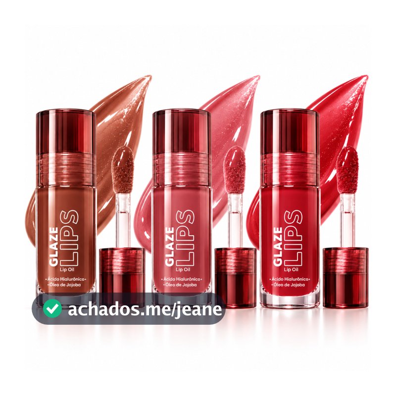 Lip Oil Ruby Rose Glaze Lips Gloss Labial Hidratante com Ácido Hialurônico e Óleo de Jojoba 6 Cores