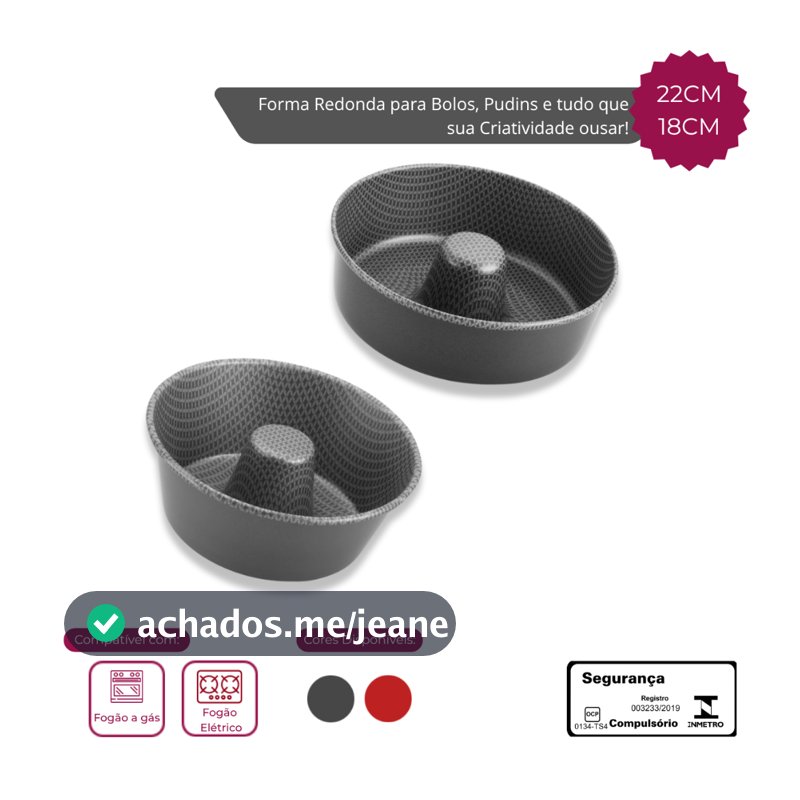 Forma De Bolo e Pudim Redonda Antiaderente Alegrete 22 Cm ou 18 Cm Alegrete