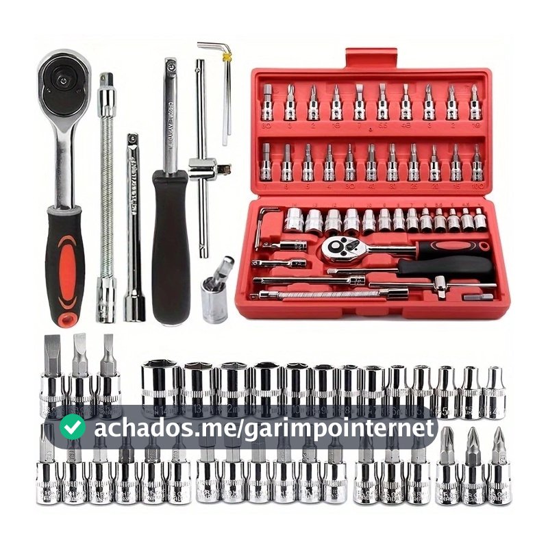 Kit De Ferramentas 40/46 Peças Jogo De Soquetes Chave Catraca Reversível Com Maleta Jogo De Ferramentas Completo