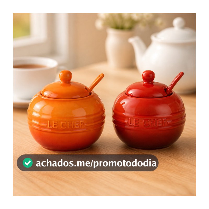 Açucareiro De Cerâmica Le Chef Com Colher 300ml Hauskraft Premium