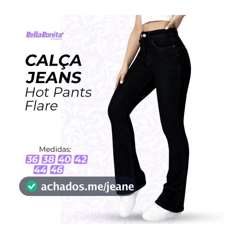 Calça Jeans Feminina Flare Lycra Cós Alto Hot Pants Nova Moda  Lançamento