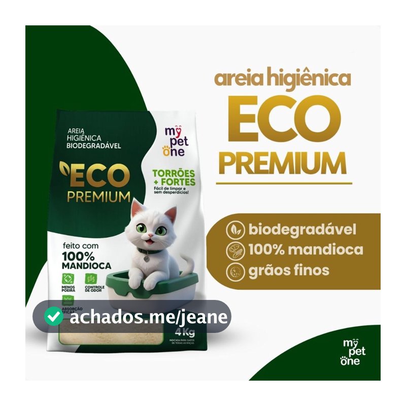Areia Biodegradável 100% Mandioca para Gatos Cat Bio Eco Premium Grãos Finos MyPetOne - 4Kg