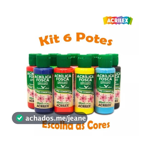 Tinta Acrílica Fosca 60ml Acrilex - Kit 6 Potes - Escolha as Cores No Chat