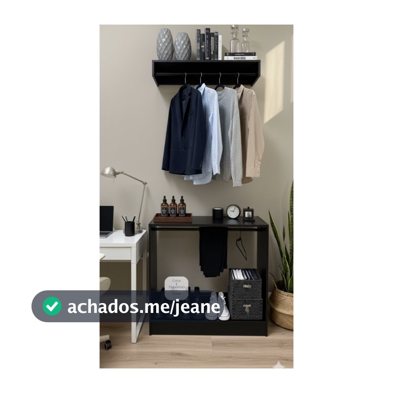 Cabideiro Com Balcão Arara Expositor Loja Quarto De Roupas--96