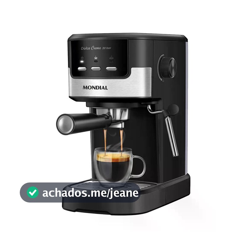 Cafeteira Espresso C-21-E-CNP 20 Bar 1200W Dolce Crema Preto/Inox 220V - Mondial