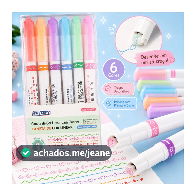 6 Cores Caneta Carimbo Roller Colorido Papelaria/Papelaria Fofa