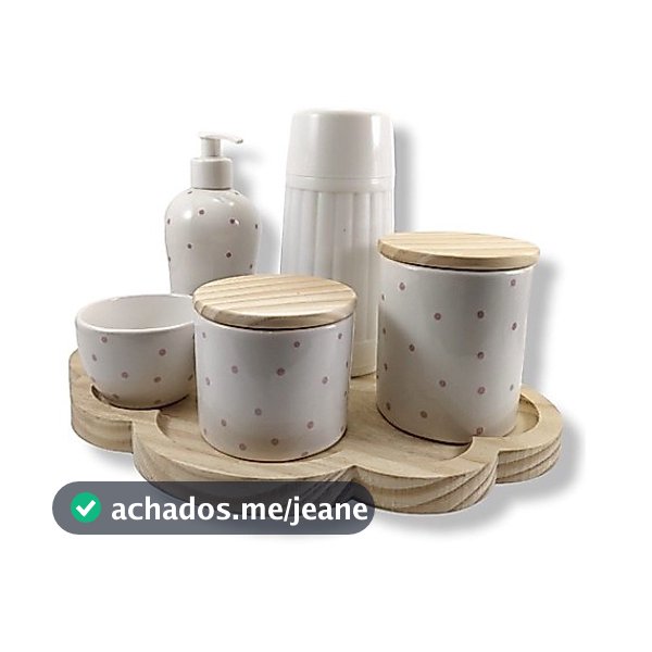 Kit Higiene Bebê Porcelana Nuvem Garrafa Termica 6 Peças Organizador Decoração Quarto Menino Menina