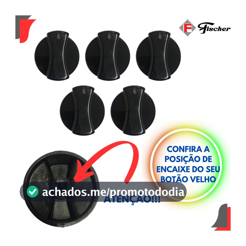 Botão Manipulador Original P/ Fogão Cooktop Fischer 5 Bocas