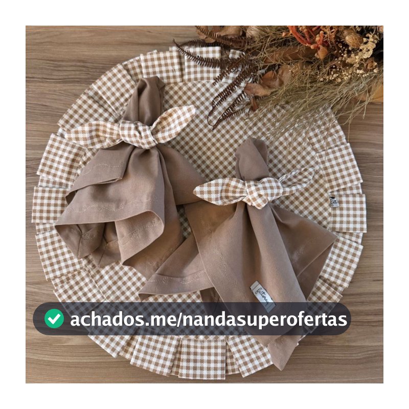 Kit Completo 2, 4, 6, 8 Jogos Americanos quadriculado bege Mesa Posta com Guardanapos e Porta Guardanapos, Supla