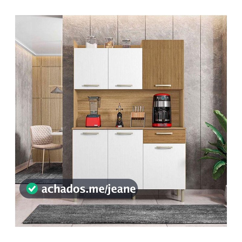 Kit Cozinha Ambiente Gênova 6 Portas Freijó Supremo Ripado - Kits Paraná