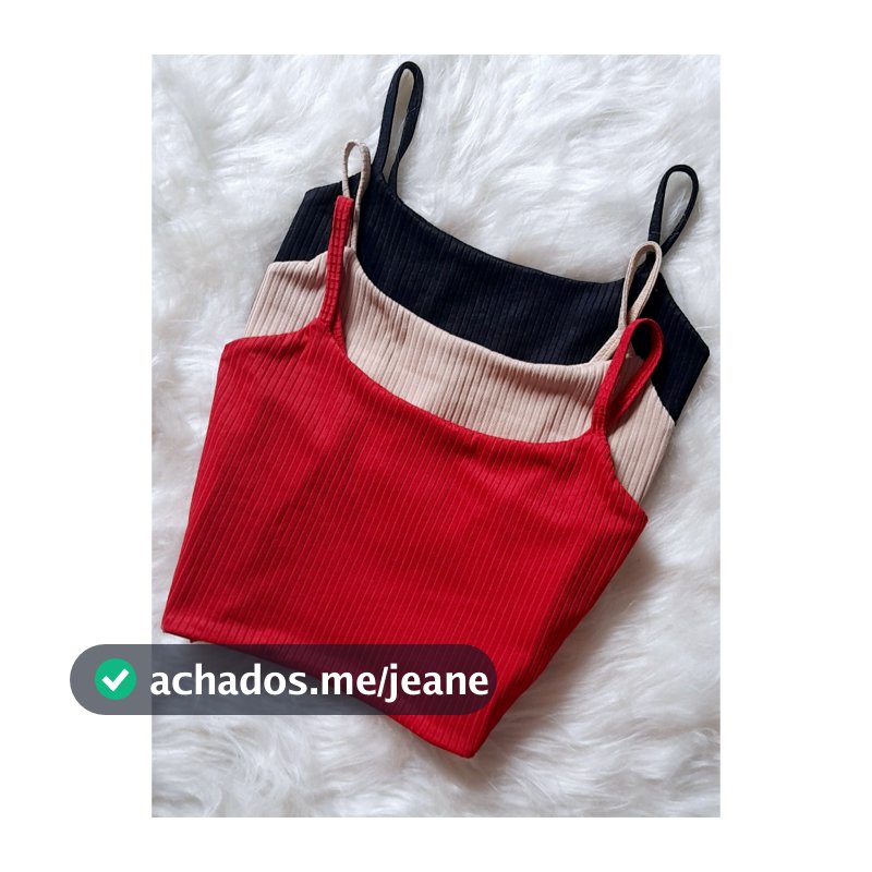 Kit 3 Cropped Alça Fina Forrado Top Alcinha Feminino Canelado