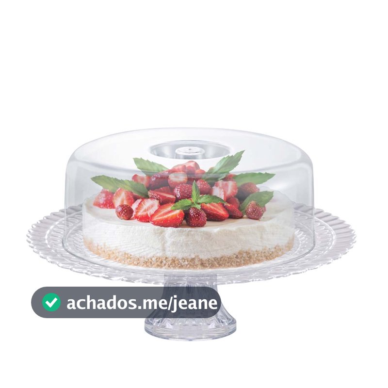 Boleira de Vidro Com Pé e Tampa Acrílica Gourmet Suporte Para Bolo Doces e Sobremesas - Ruvolo