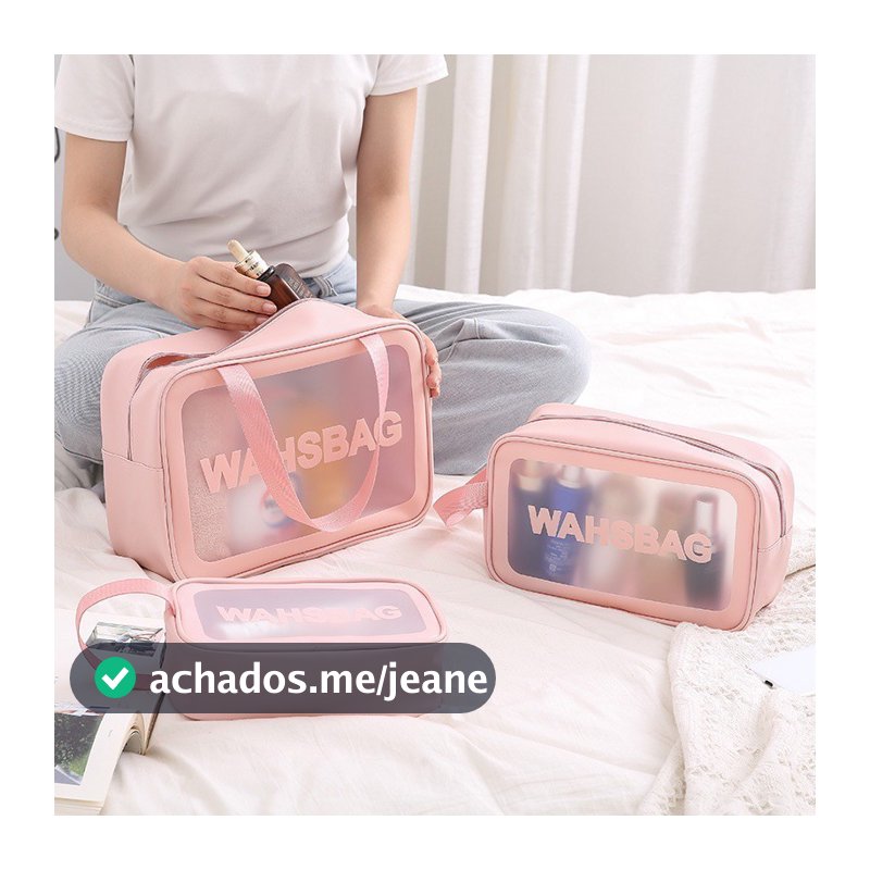 Kit 3 Necessaire Maquiagem Transparente WashBag A Prova De Água  332