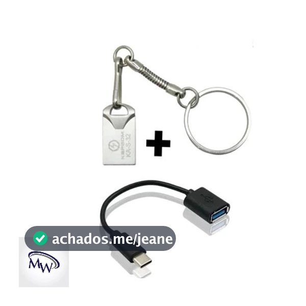 Kit Cabo Otg C + Pendrive 16Gb metalico Otg Usb x tipo C transferencia de dados