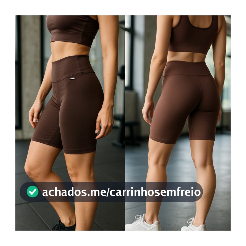 Bermuda Feminina Fitness Suplex Poliamida Cós Alto Não Transparente Academia