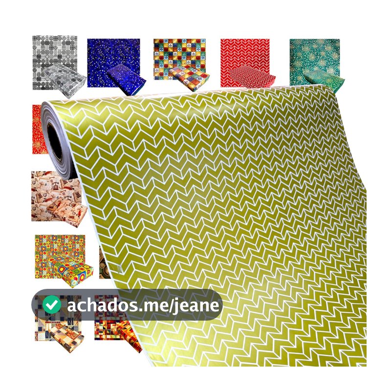 Papel De Presente Bobina Couche 60cmx100m rolo estampa neutra casual