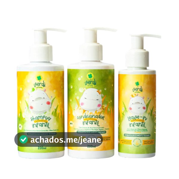 Kit Shampoo + Condicionador + Leave In Infantil Verdi Natural - Aloe Vera e Camomila e Pantenol