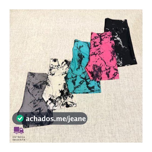 Kit 5 Shorts Fitness Marmorizado Feminino Cintura Alta