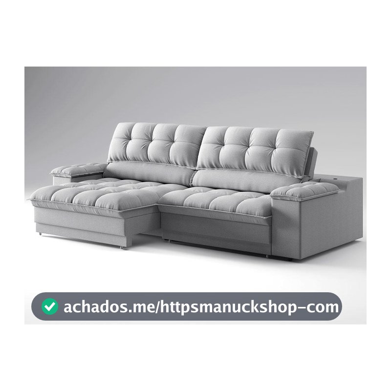 Sofá 3 Lugares Retrátil e Reclinável Helen com USB e Porta-Copos Linho Prata 210 cm