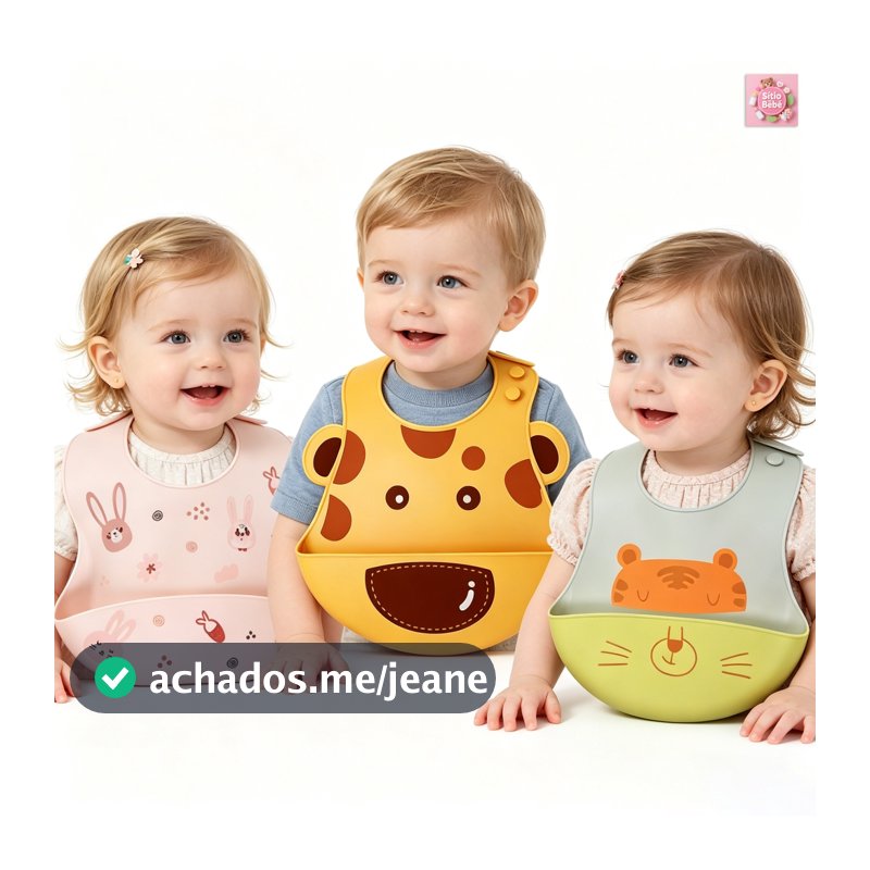 Babador De Silicone Impermeável Para Bebê Fácil De Limpar Pega Migalhas Infantil Menina Menino