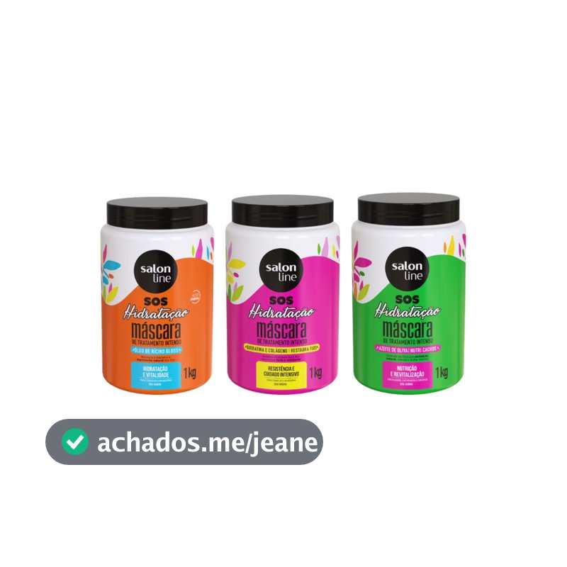 Cronograma capilar para cabelo Cacheado SOS Hidratação Salon Line