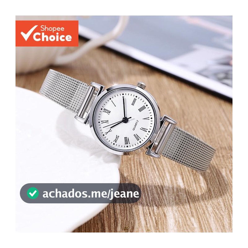 Relógio digital Feminino Elegante De Quartzo Para Mulheres – E Pequena Pulseira De Malha De Aço Inoxidável Uso Diário