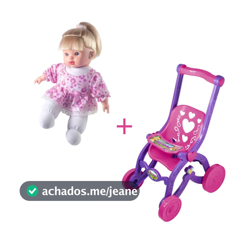 Boneca Hair Soft macia mais carrinho de passeio para boneca Florzinha kit
