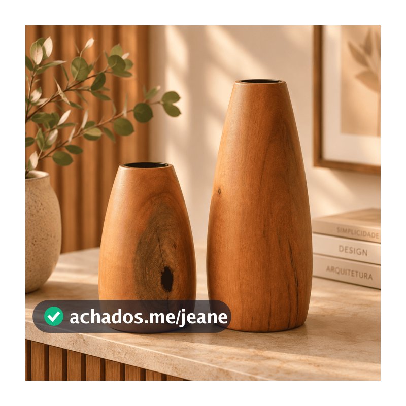 2 Jarros Em Madeira Maciça Para Decoração Artesanato Vasos  Enfeites Plantas E Aparadores