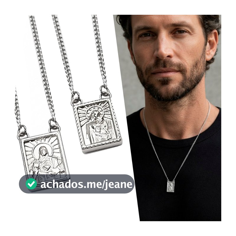 Escapulário Sagrado Coração de Jesus Nossa Senhora Corrente Corrente Aço Inoxidável Masculina