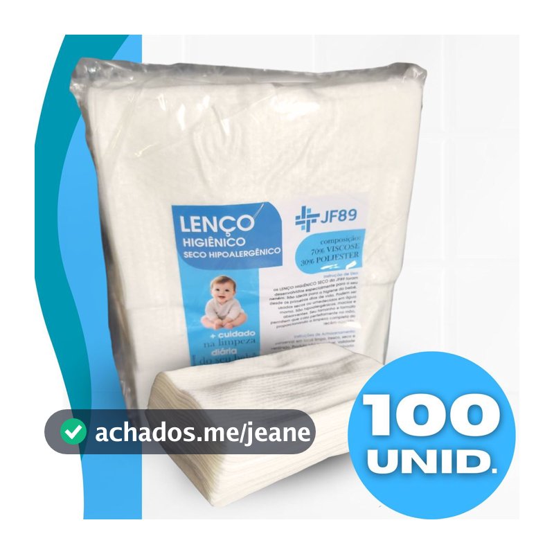 Lenço Descartável Seco para Bebê 30x20cm Higiene 100 unid.