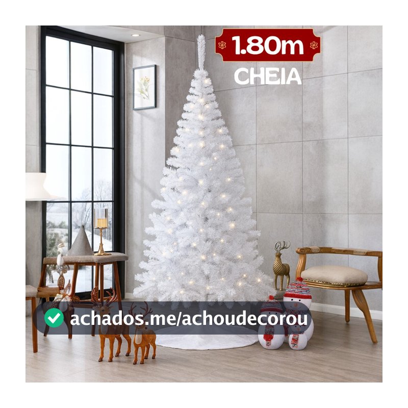 Árvore De Natal Branca OU Verde 180cm 400 Galhos Pé de Ferro Luxuosa Cheia Grandes Pinheiro Premium