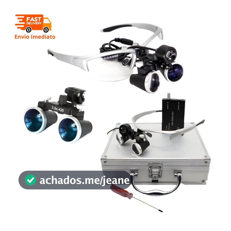Óculos Lupa Cabeça 3,5x Led 3w Cirúrgico Dentista Estética