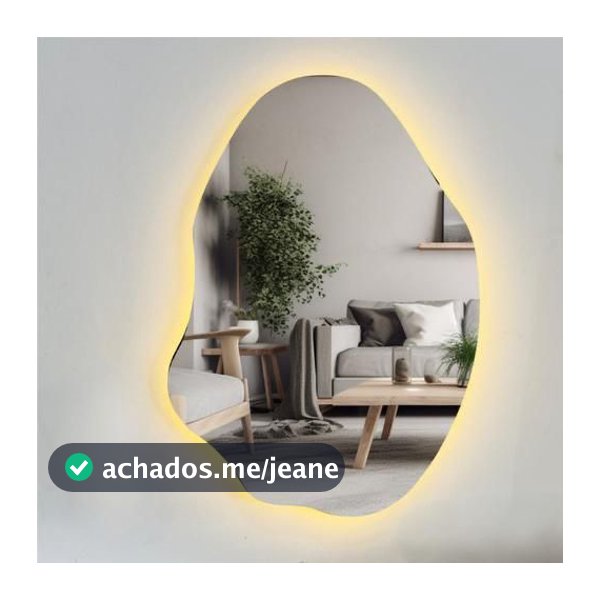 Espelho Orgânico Grande Com LED + Fonte Decoração Moderna Duas Opções De Cor Super Oferta