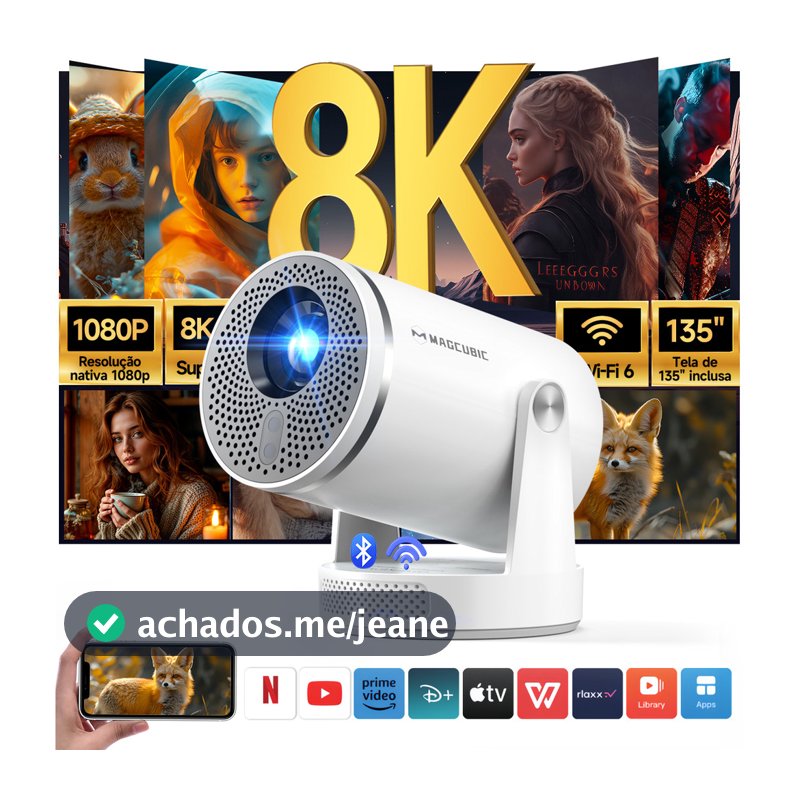 Magcubic HY320Pro Portátil Mini Projetor 4K Android 14 com Foco Automático 400ANSI Controle por Voz