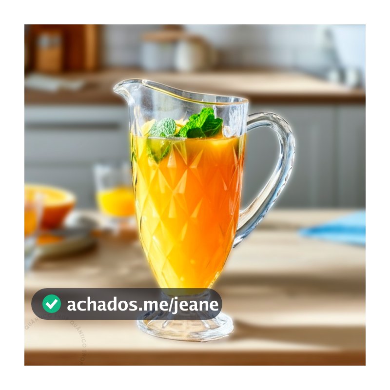 Jarra De Vidro Diamond Luxo Agua Suco Drinks Chá 1.2L