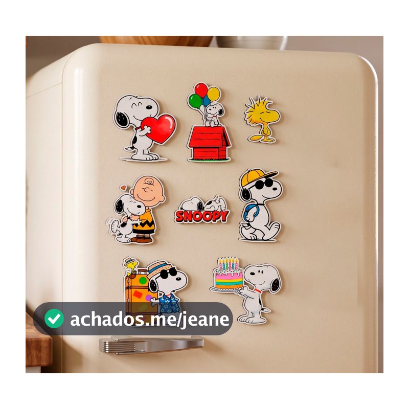 Imã de Geladeira Coleção Snoopy Kit com 8