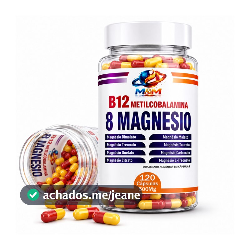 Metilcobalamina B12 + 8 Magnesio 120 OU 60 Capsulas QUELATO | DIMALATO | L-TREONATO | BISGLICINATO