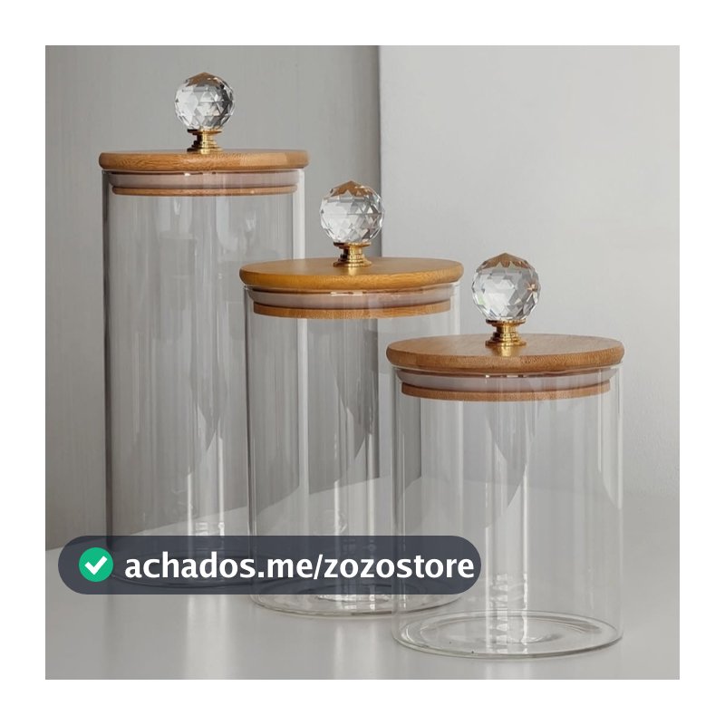 Jogo de Potes de Vidro Redondo cristal organizador armazenamentos de cozinha cantinho do café Tampa de Bambu