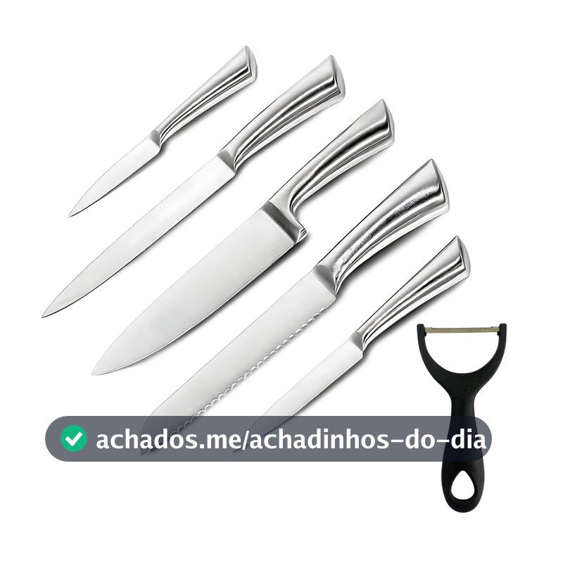 Kit 5 Faca Profissional De Aço Inoxidável + 1 Descascador - Jogo de Cozinha 6 Peças