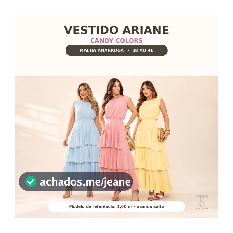 Vestido Ariane Moda Evangélica Midi em Camadas Malha Anarruga Moda Modesta