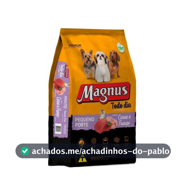 Ração Magnus Premium Todo Dia 10,1Kg Cães Adultos Pequeno Porte Sabor Carne e Frango Adimax
