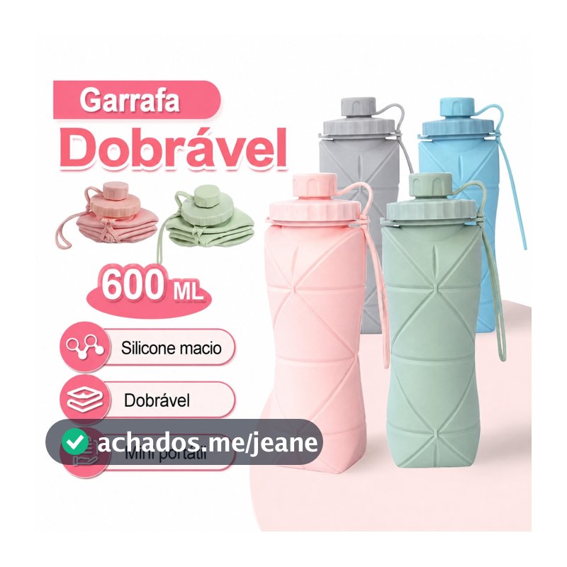 Garrafa De Água Dobrável De Silicone 600ml Retrátil Portátil Anti-vazamento Livre De BPA Para Academia E Viagem